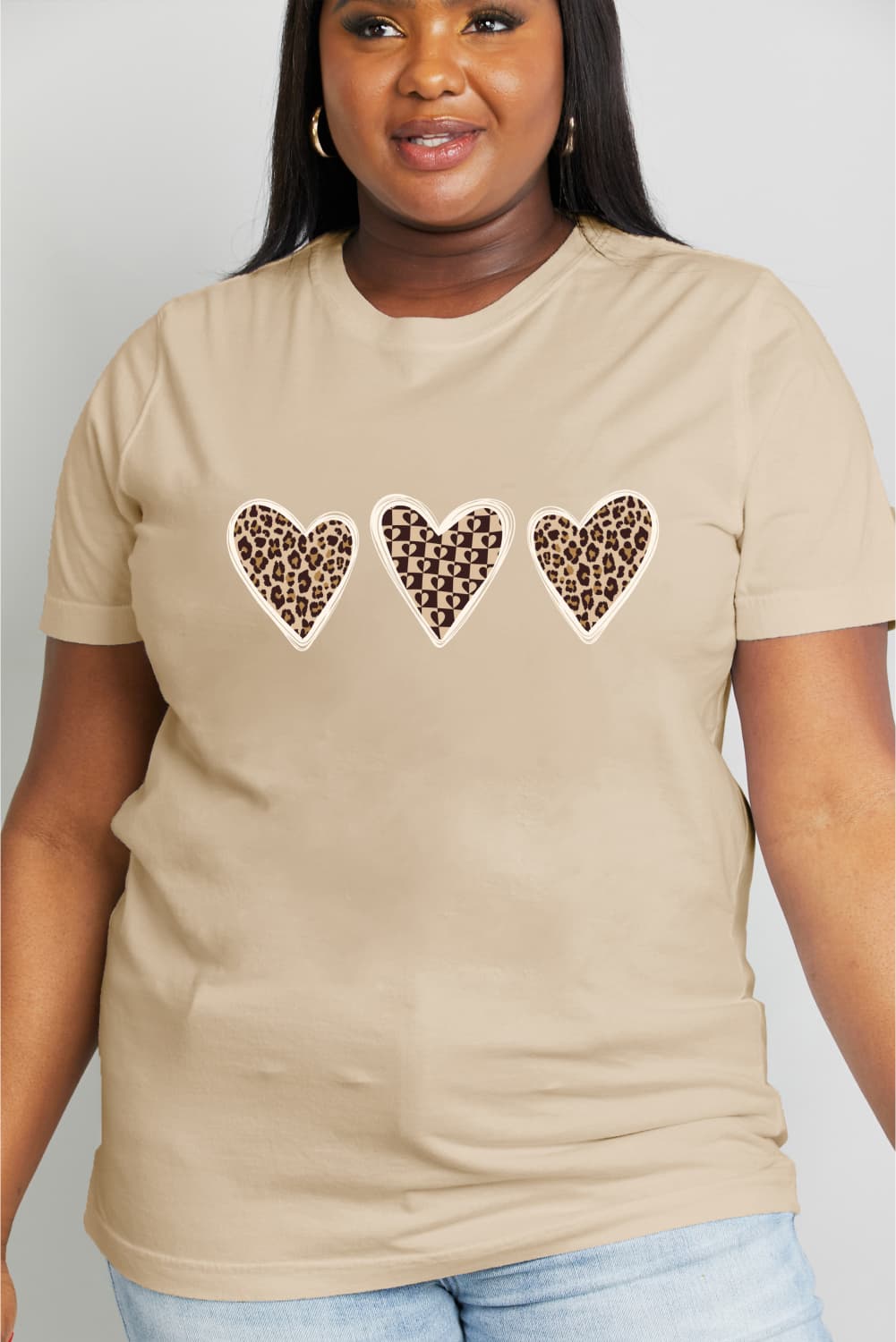 Simply Love Full Size Heart Graphic Cotton Tee  Shirts & Tops- Doll Fits