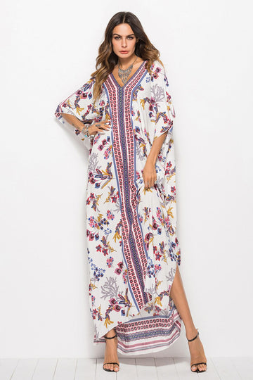 Floral V-Neck Dolman Sleeve Dress  Dresses- Doll Fits