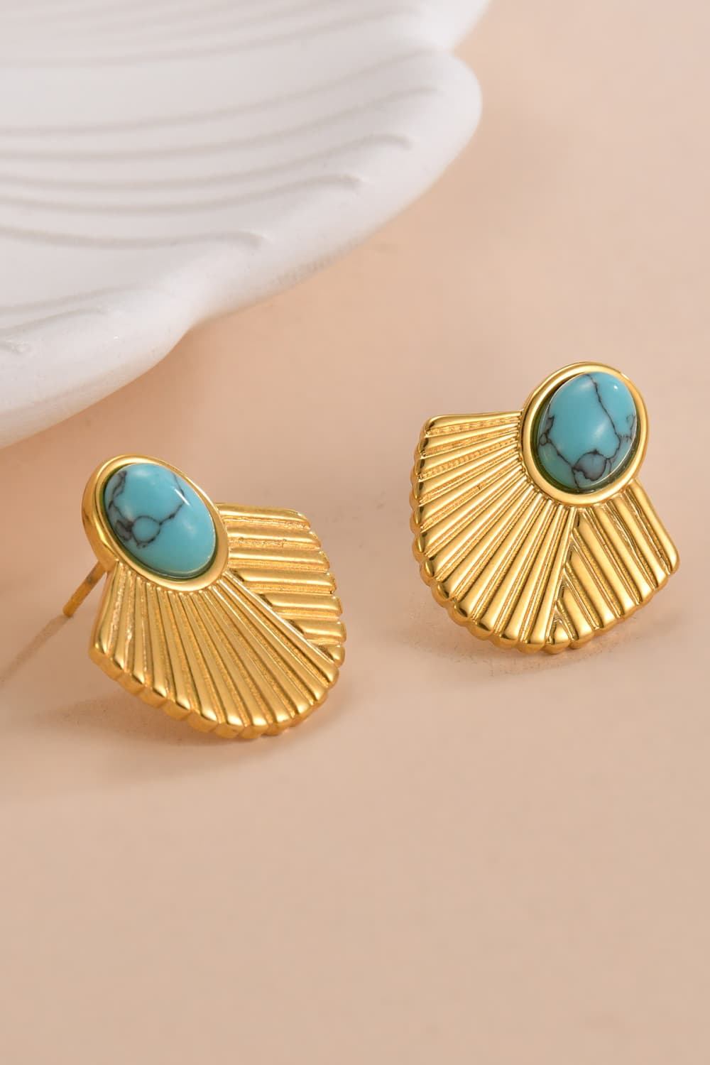 Turquoise 18K Gold Plated Stud Earrings  Earrings- Doll Fits