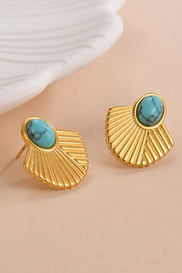Turquoise 18K Gold Plated Stud Earrings  Earrings- Doll Fits