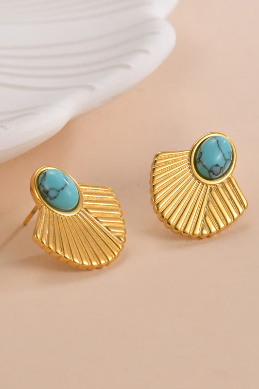 Turquoise 18K Gold Plated Stud Earrings  Earrings- Doll Fits