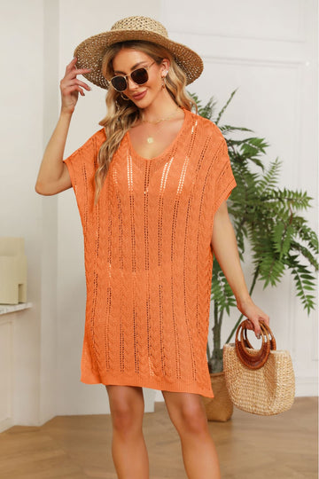 Openwork Side Slit Knit Dress  Dresses- Doll Fits