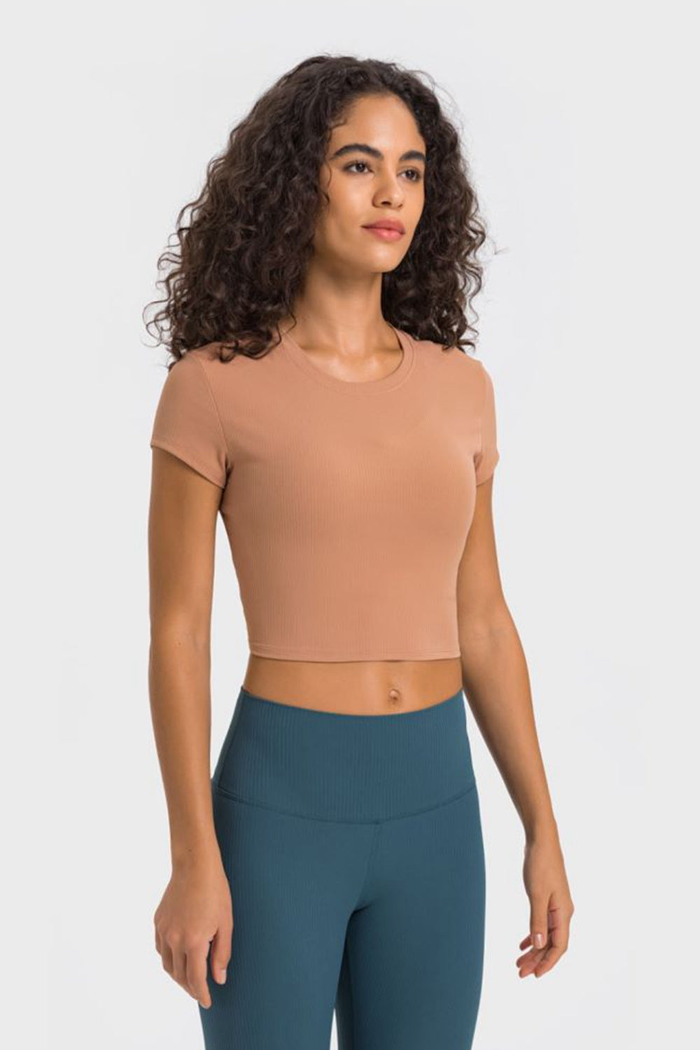 Round Neck Short Sleeve Cropped Sports T-Shirt  Activewear- Doll Fits