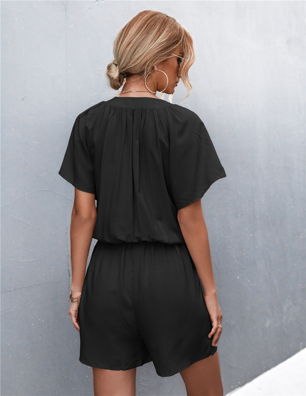 Buttoned Gather Detail Romper  Jumpsuits & Rompers- Doll Fits
