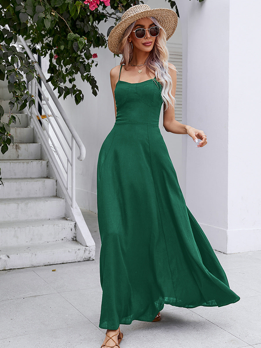 Spaghetti Strap Lace-UP Maxi Dress  Dresses- Doll Fits