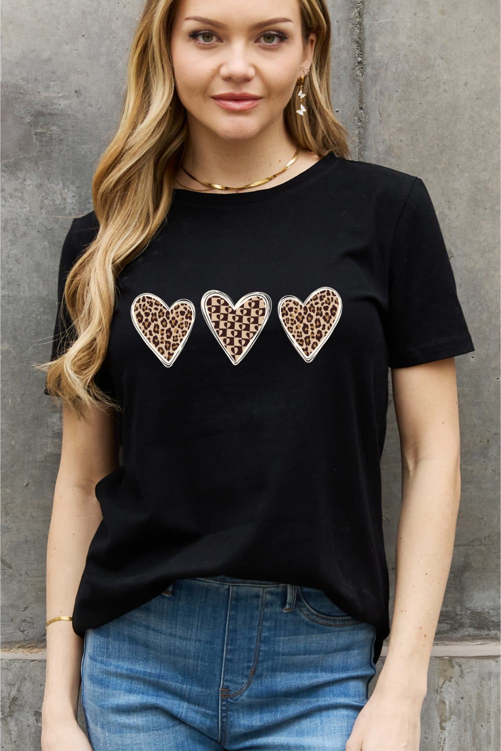 Simply Love Full Size Heart Graphic Cotton Tee  Shirts & Tops- Doll Fits