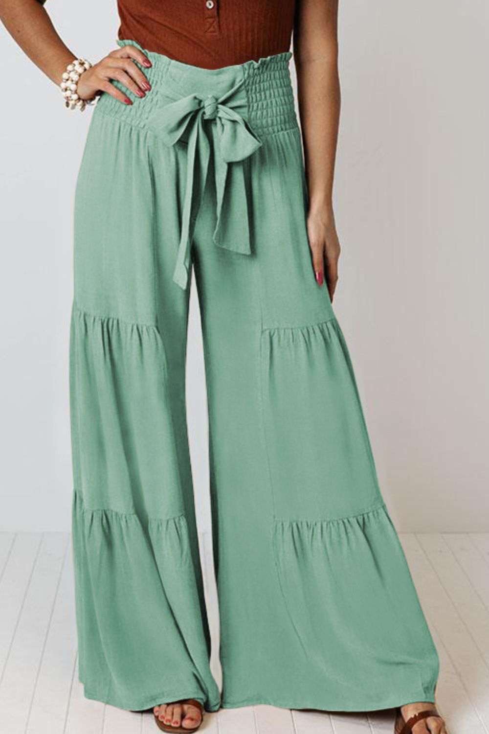 Tie Front Smocked Tiered Culottes  - Doll Fits