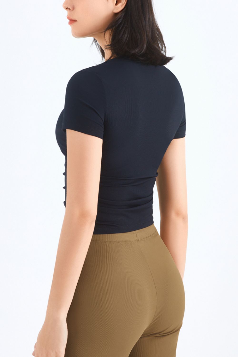 Ruched Round Neck Sports Top  Activewear- Doll Fits