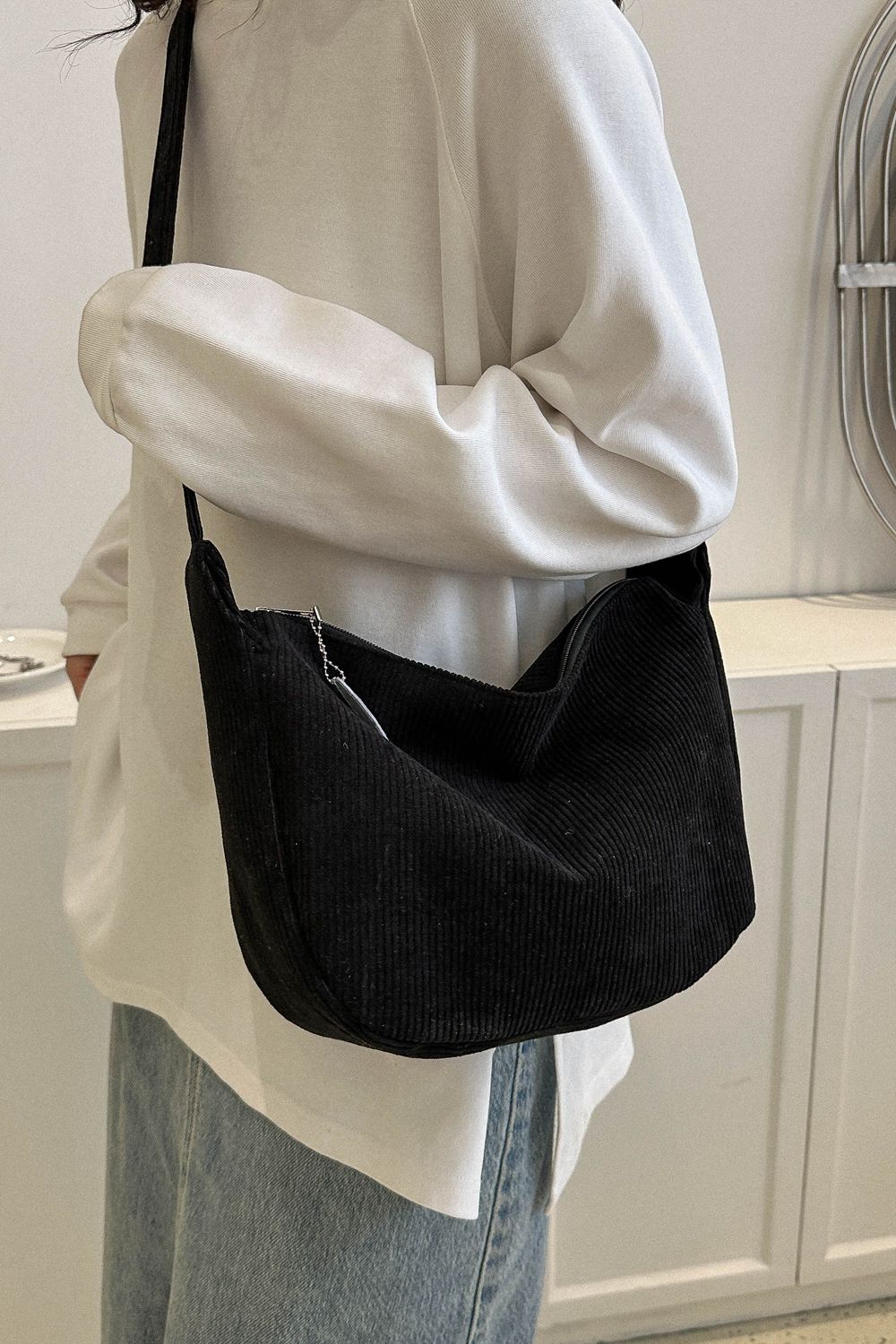 Large Corduroy Shoulder Bag  Handbags- Doll Fits