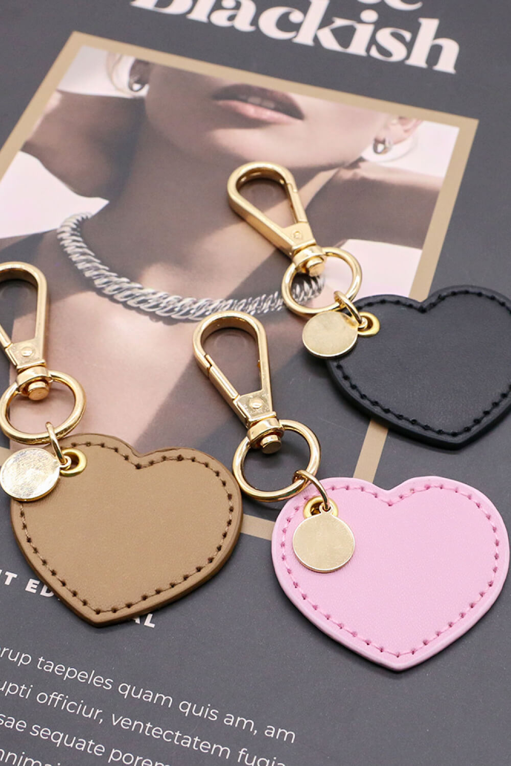 Assorted 4-Pack Heart Shape PU Leather Keychain  Keychains- Doll Fits