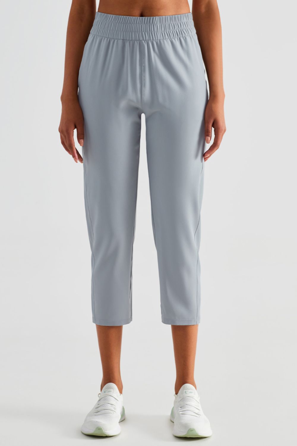 Elastic Waist Cropped Sports Pants  Pants- Doll Fits