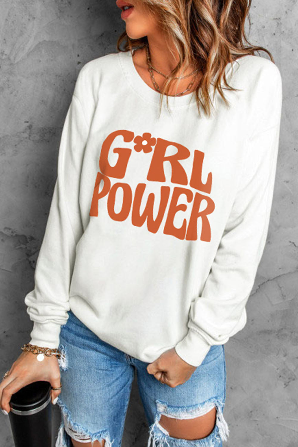 GIRL POWER Graphic Round Neck Sweatshirt  Shirts & Tops- Doll Fits