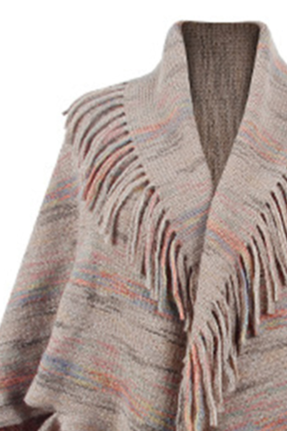 Fringe Detail Printed Poncho  - Doll Fits