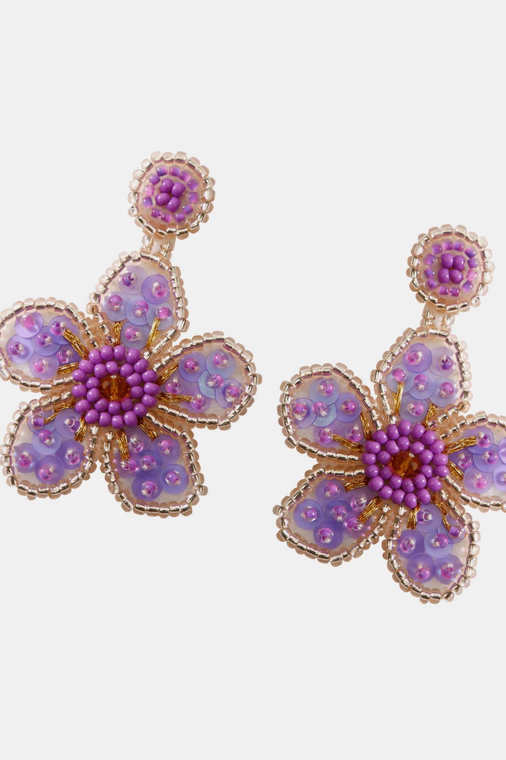 Flower Shape Beaded Dangle Earrings  Earrings- Doll Fits