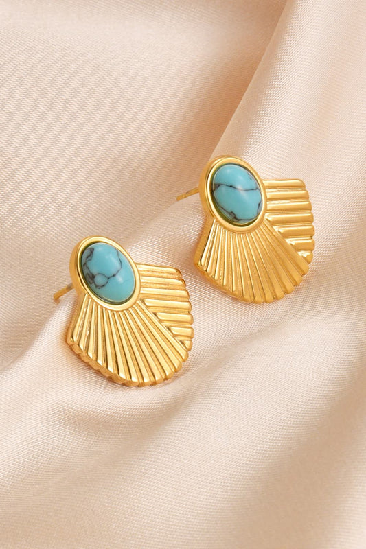 Turquoise 18K Gold Plated Stud Earrings  Earrings- Doll Fits