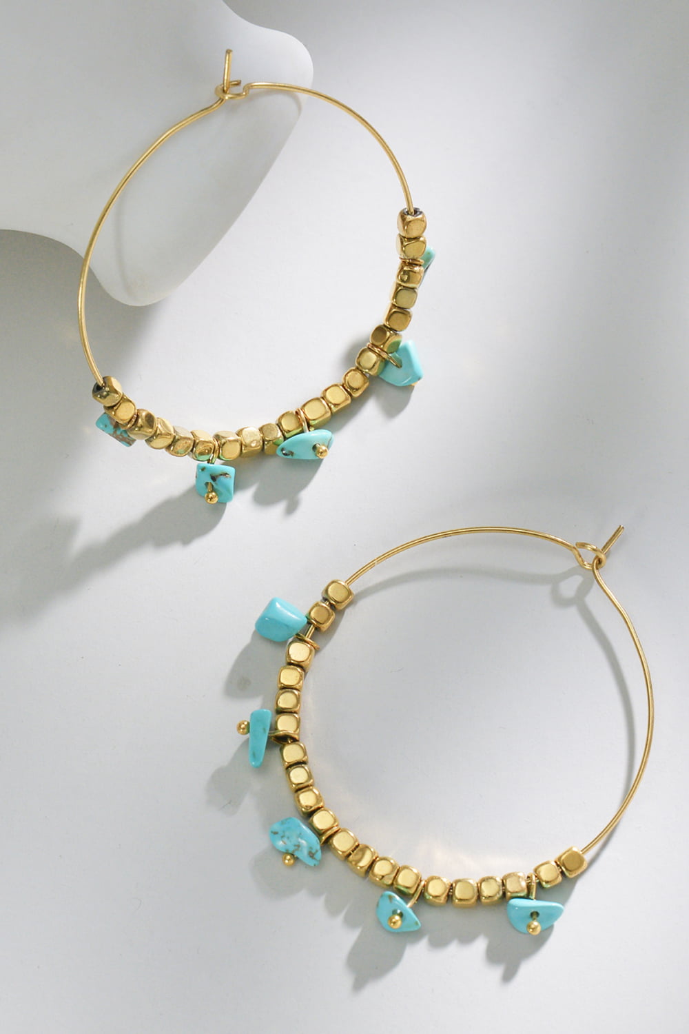 Turquoise Stainless Steel Hoop Earrings  Earrings- Doll Fits