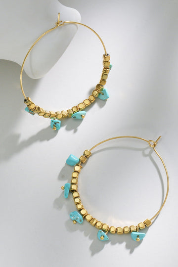 Turquoise Stainless Steel Hoop Earrings  Earrings- Doll Fits
