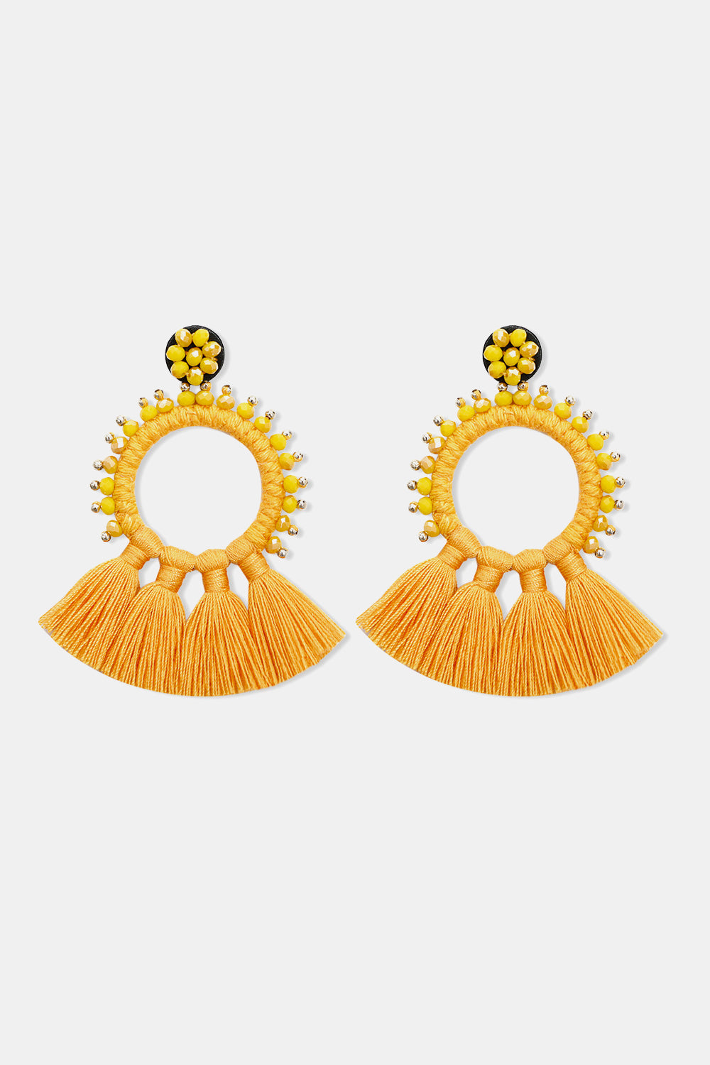 Bead Detail Tassel Dangle Earrings  Earrings- Doll Fits
