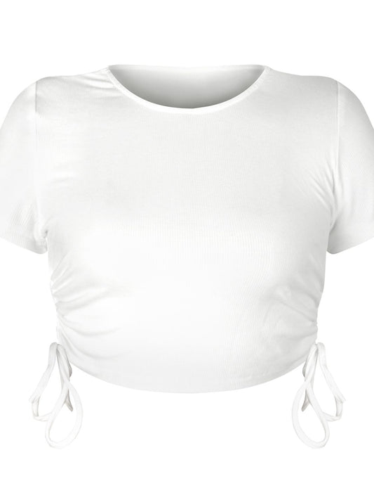 Round Neck Short Sleeve Drawstring Tee  Shirts & Tops- Doll Fits
