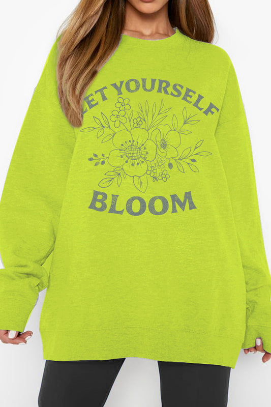 Simply Love Simply Love Full Size LET YOURSELF BLOOM Graphic Sweatshirt  - Doll Fits