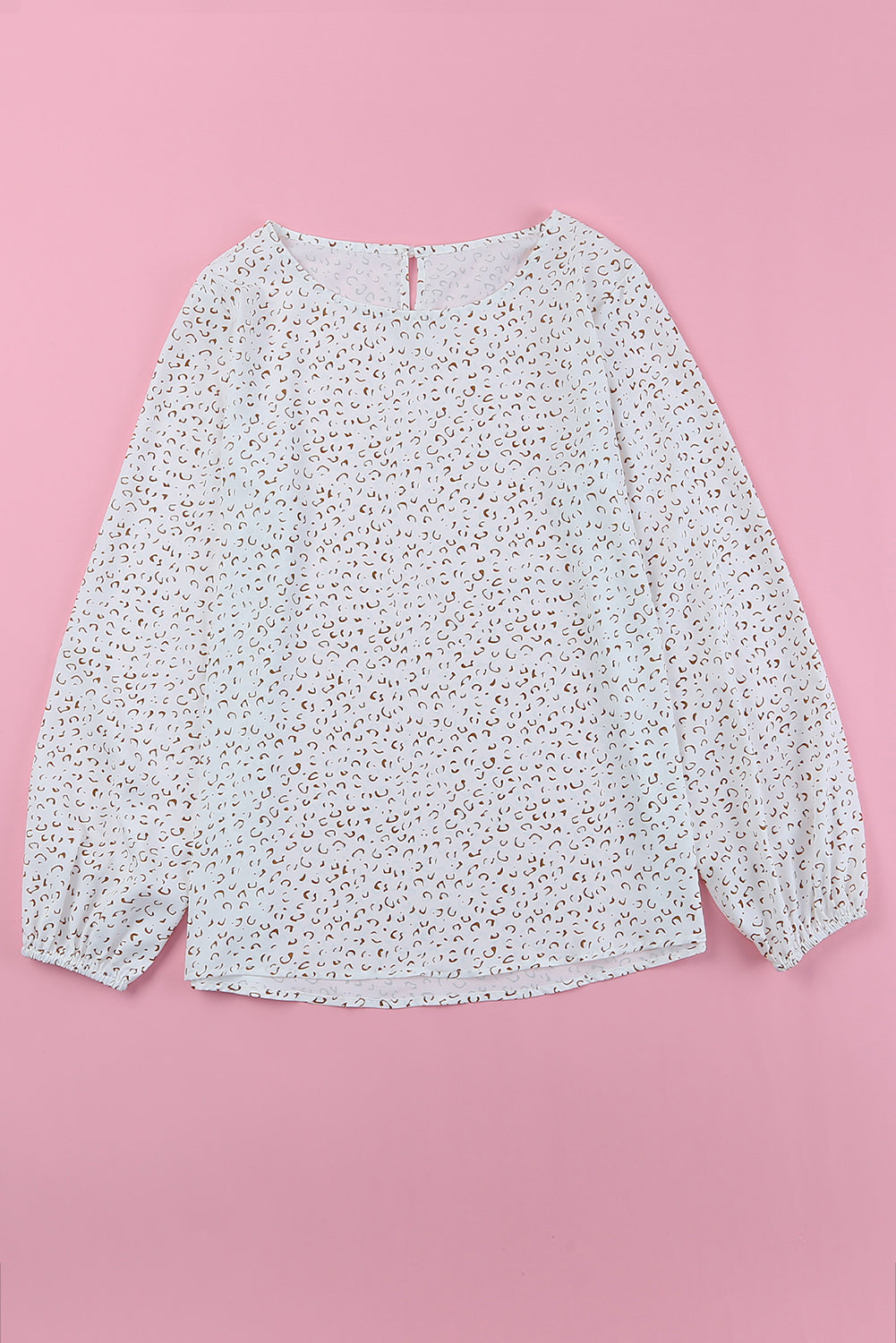 Leopard Round Neck Balloon Sleeve Blouse  Shirts & Tops- Doll Fits