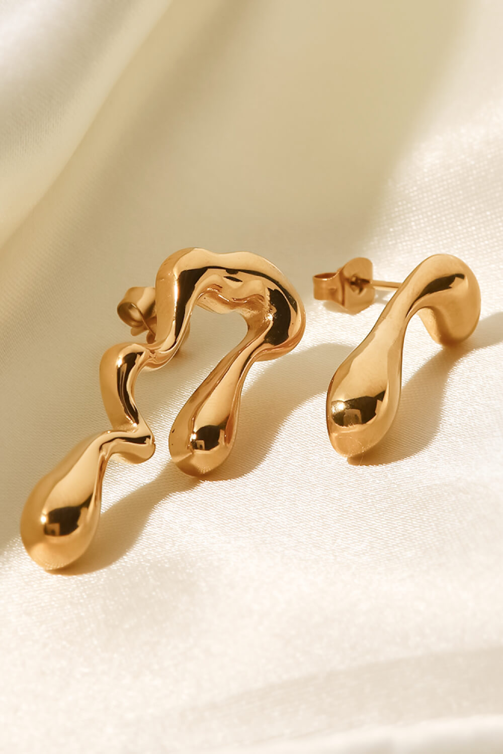 18K Gold Plated Geometric Mismatched Earrings  Earrings- Doll Fits
