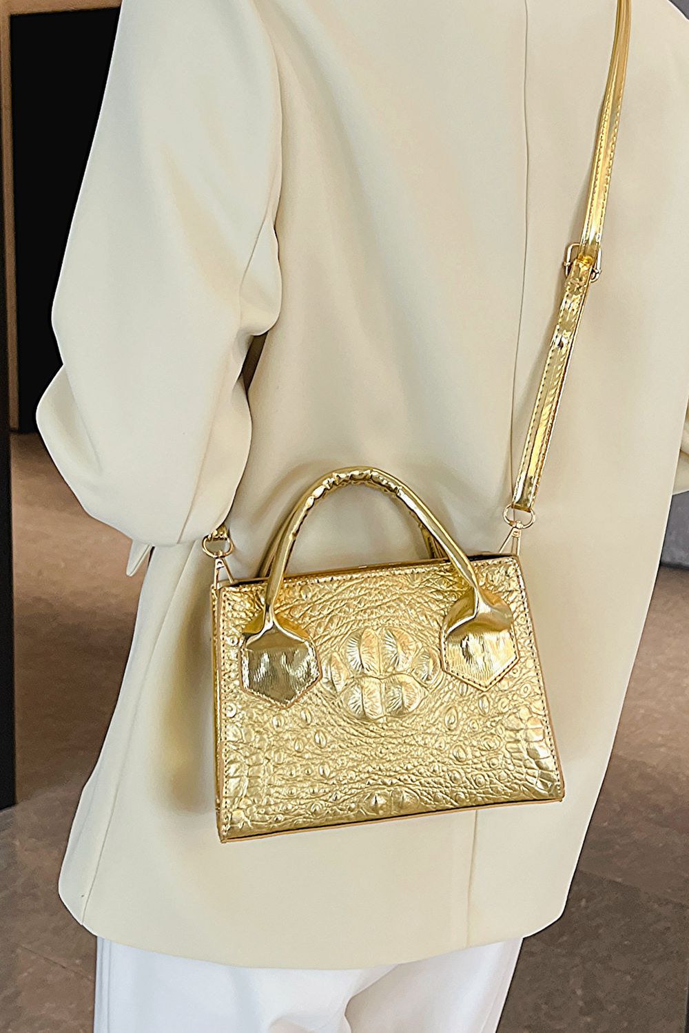 Textured PU Leather Crossbody Bag  Handbags- Doll Fits