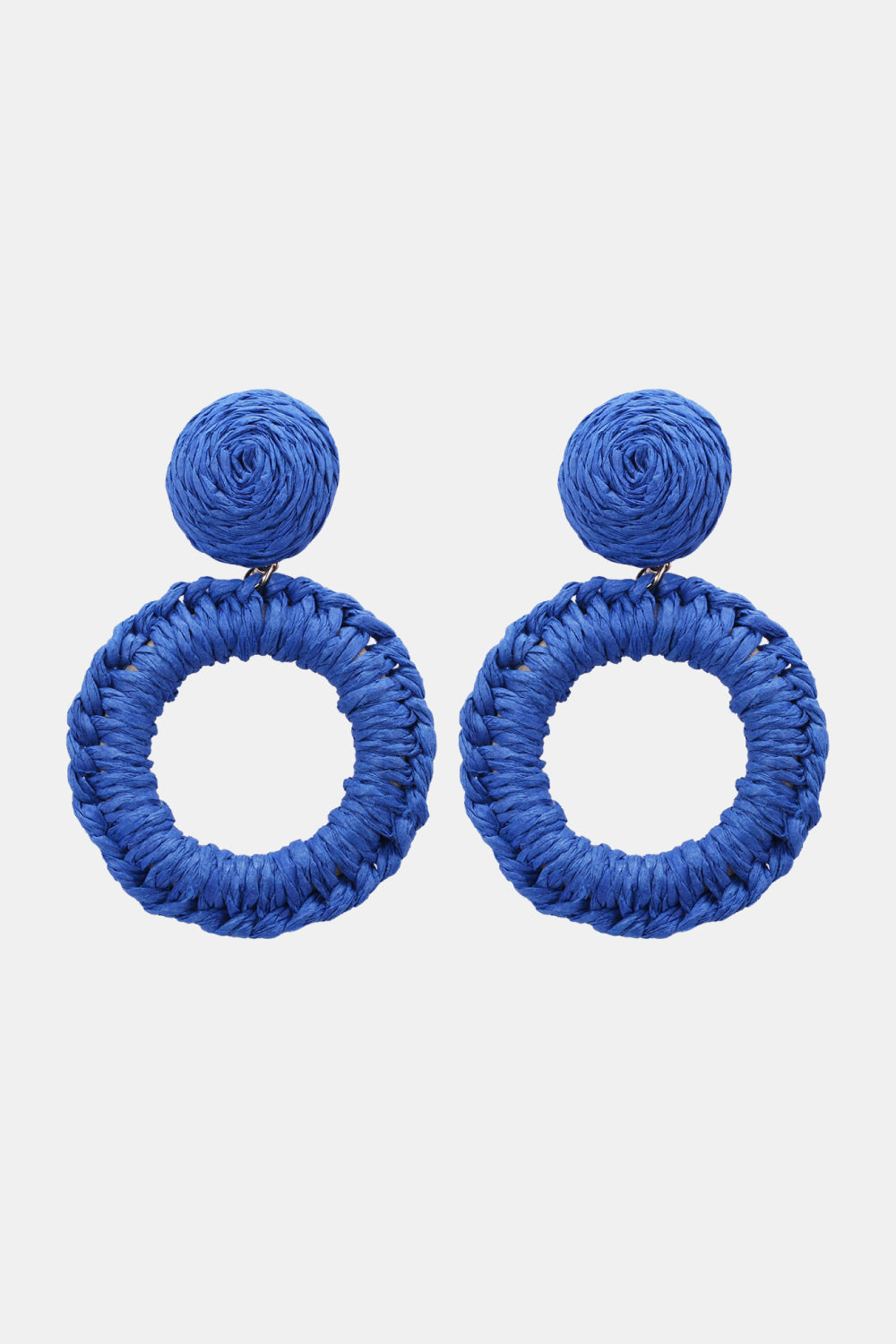 Round Shape Raffia Grass Dangle Earrings  Earrings- Doll Fits