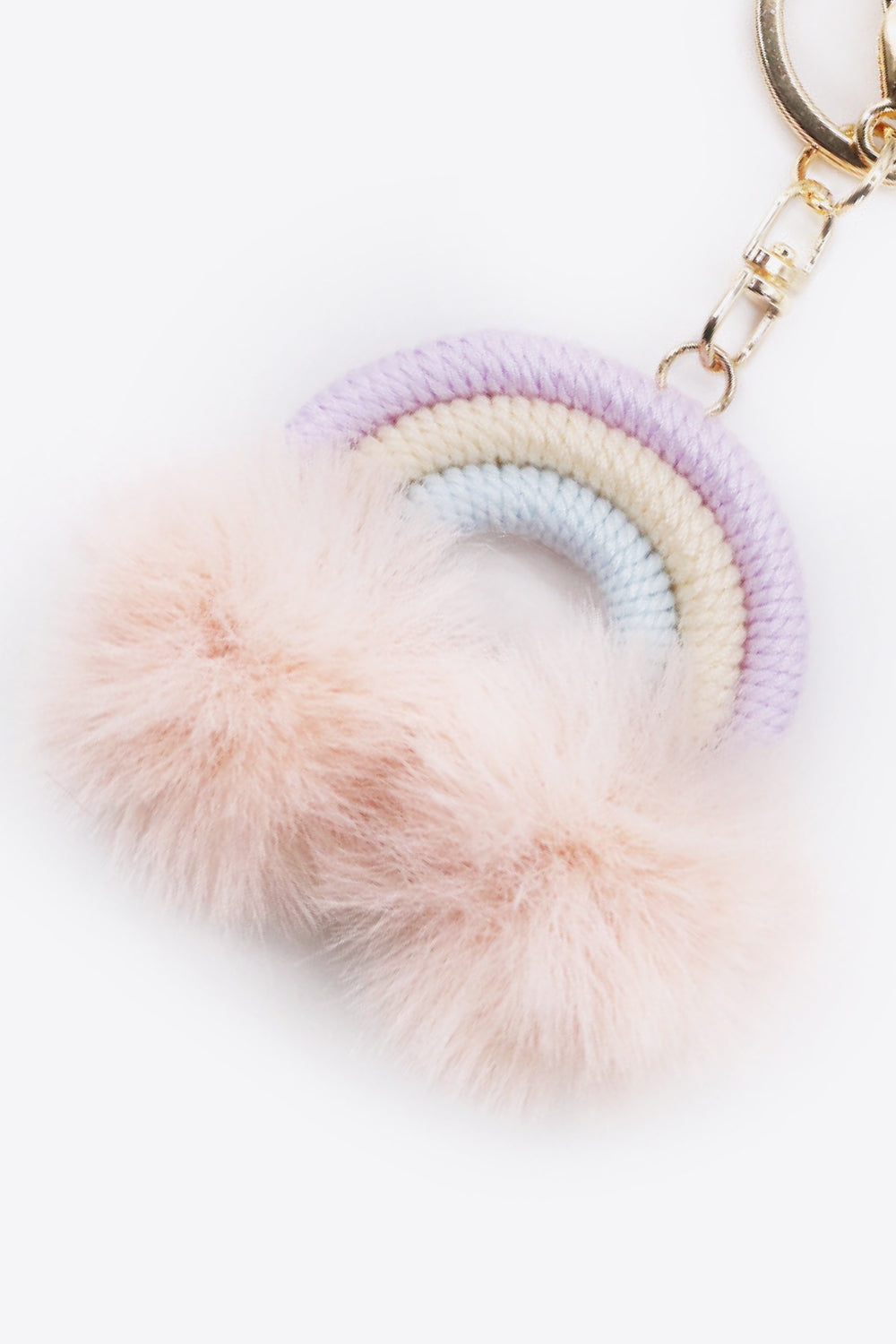 Assorted 4-Pack Rainbow Pom Pom Keychain  Keychains- Doll Fits