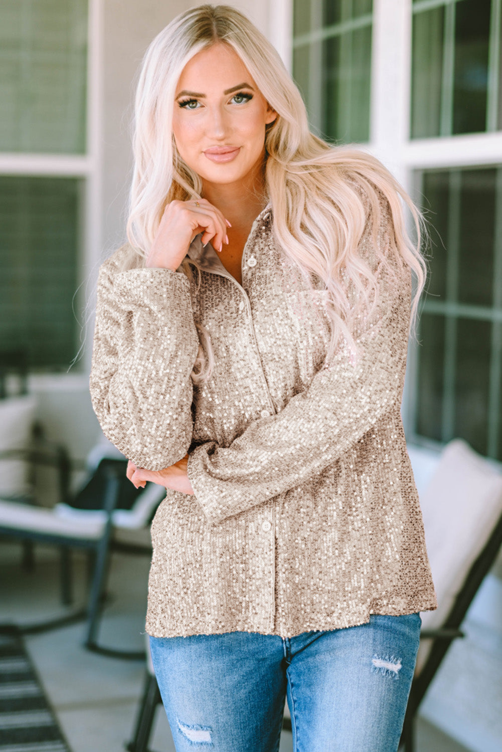 Collared Neck Buttoned Long Sleeve Shirt  - Doll Fits