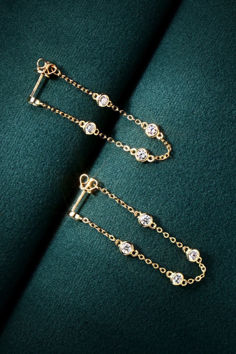 1 Carat Moissanite 925 Sterling Silver Chain Earrings  Earrings- Doll Fits