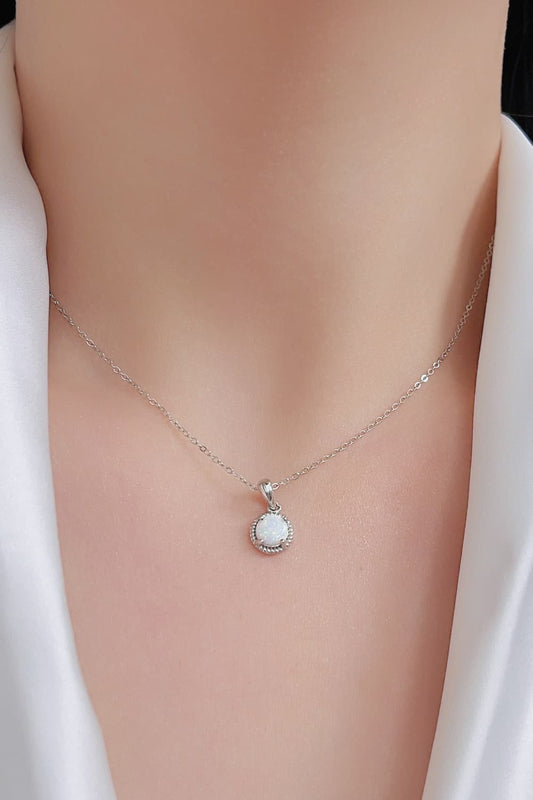 Opal Round Pendant Chain Necklace  Necklaces- Doll Fits