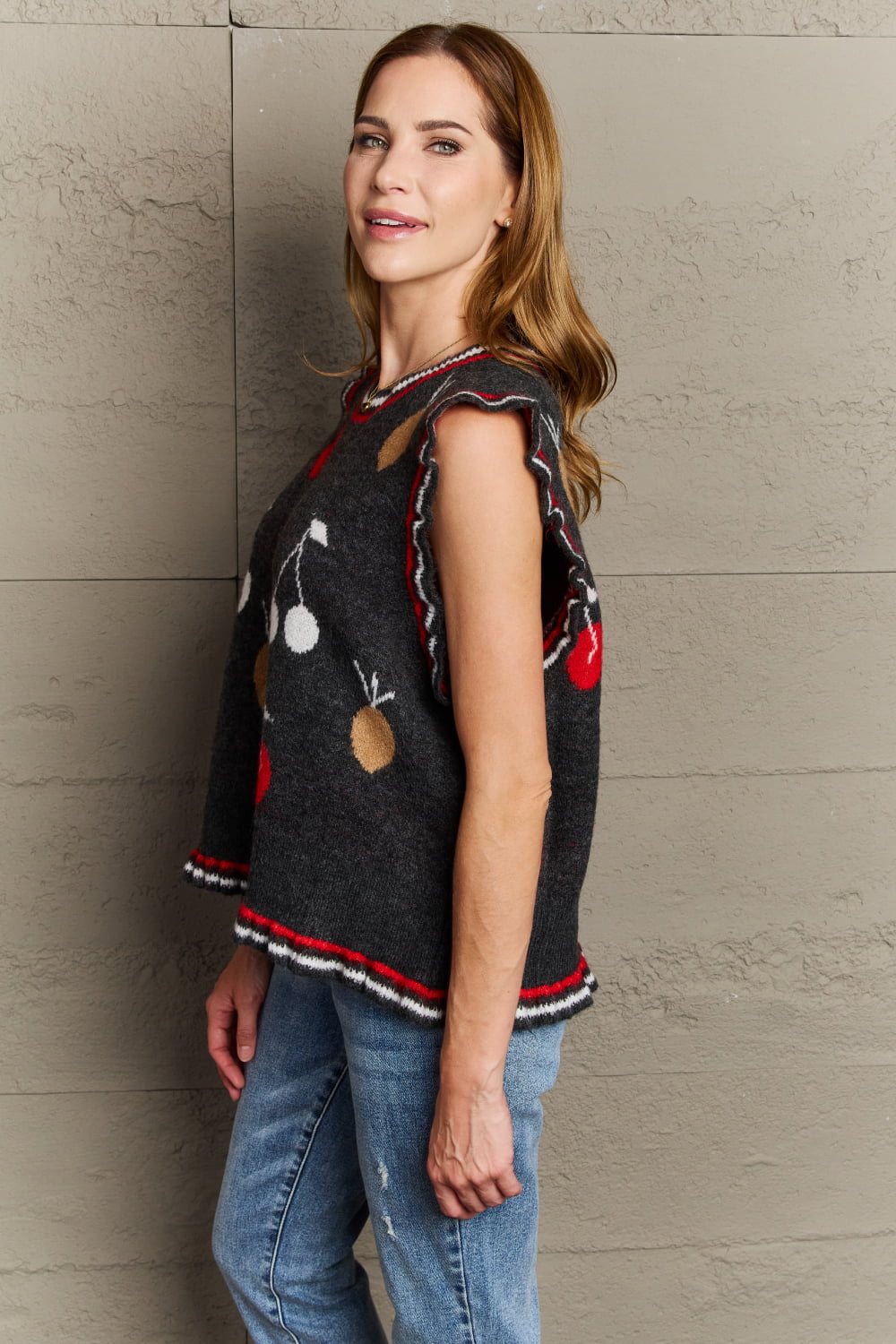 POL For The Win Graphic Vest Pullover Sweater  - Doll Fits