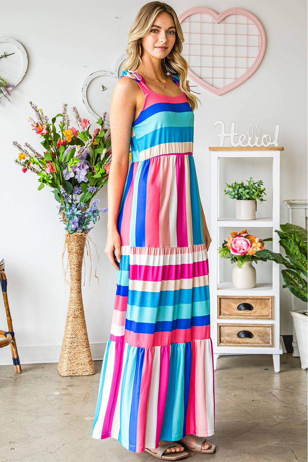 Striped Sleeveless Maxi Dress  Dresses- Doll Fits