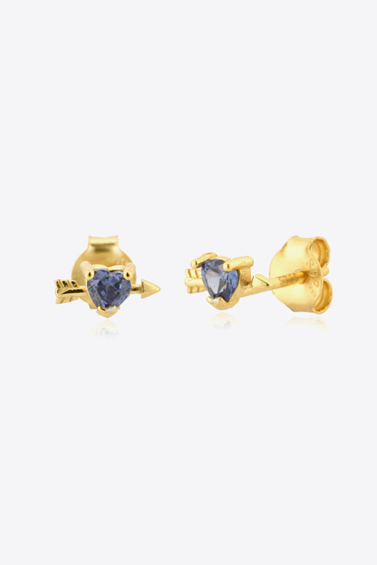 Tanzanite Heart Stud Earrings  Earrings- Doll Fits