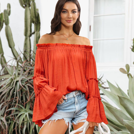 Off-Shoulder Frill Trim Blouse  Shirts & Tops- Doll Fits