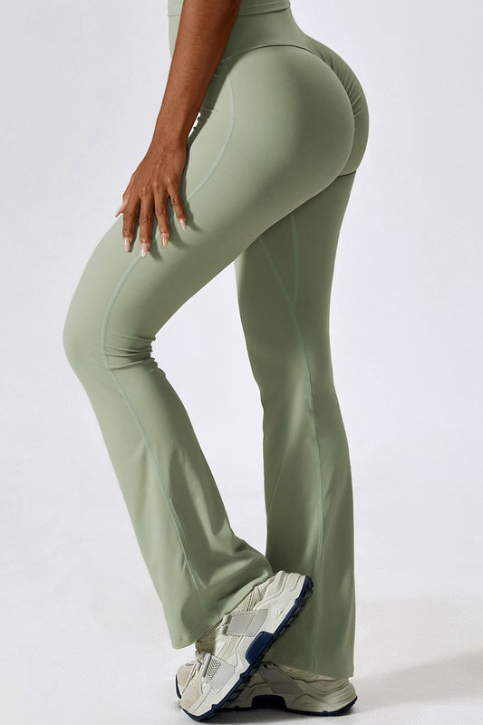 Wide Waistband Slim Fit Wide Leg Sports Leggings  - Doll Fits