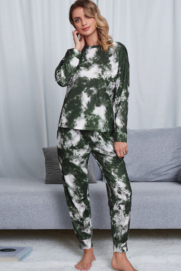 Tie-Dye Crewneck Top and Drawstring Waist Joggers Lounge Set  Outfit Sets- Doll Fits