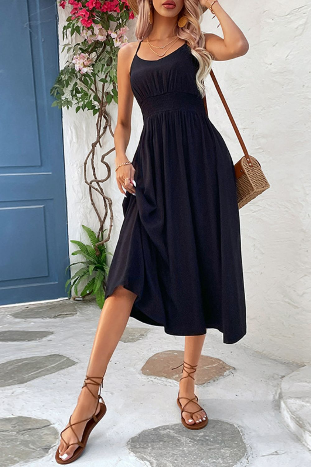 Spaghetti Strap Scoop Neck Midi Dress  Dresses- Doll Fits