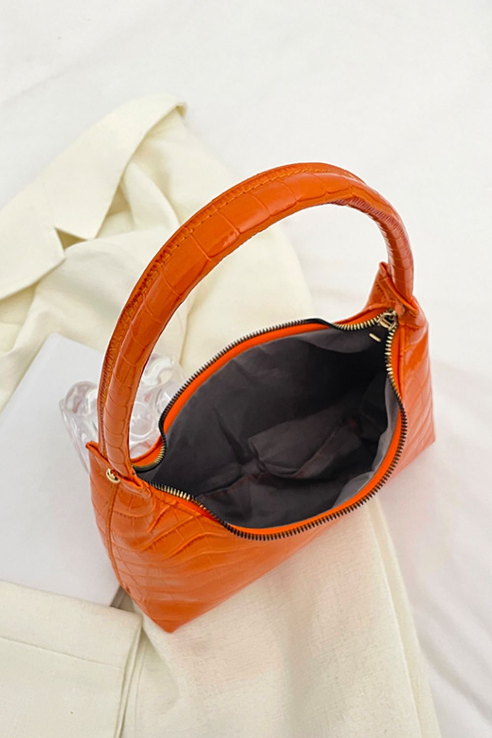 Textured PU Leather Shoulder Bag  - Doll Fits