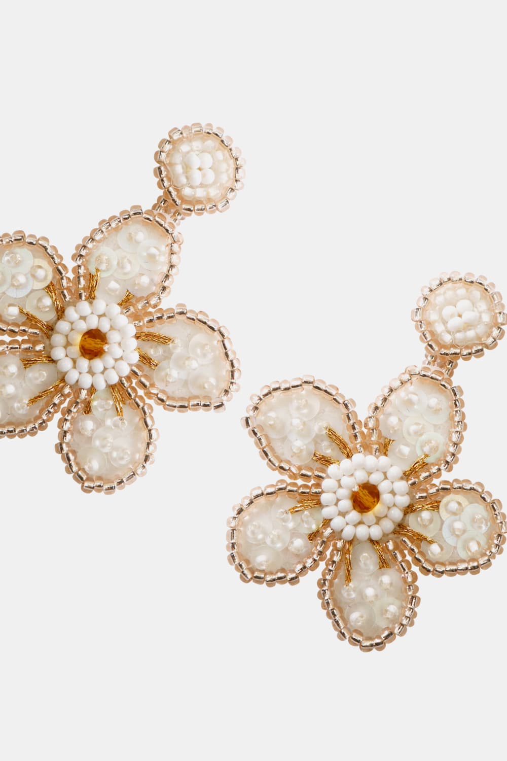 Flower Shape Beaded Dangle Earrings  Earrings- Doll Fits