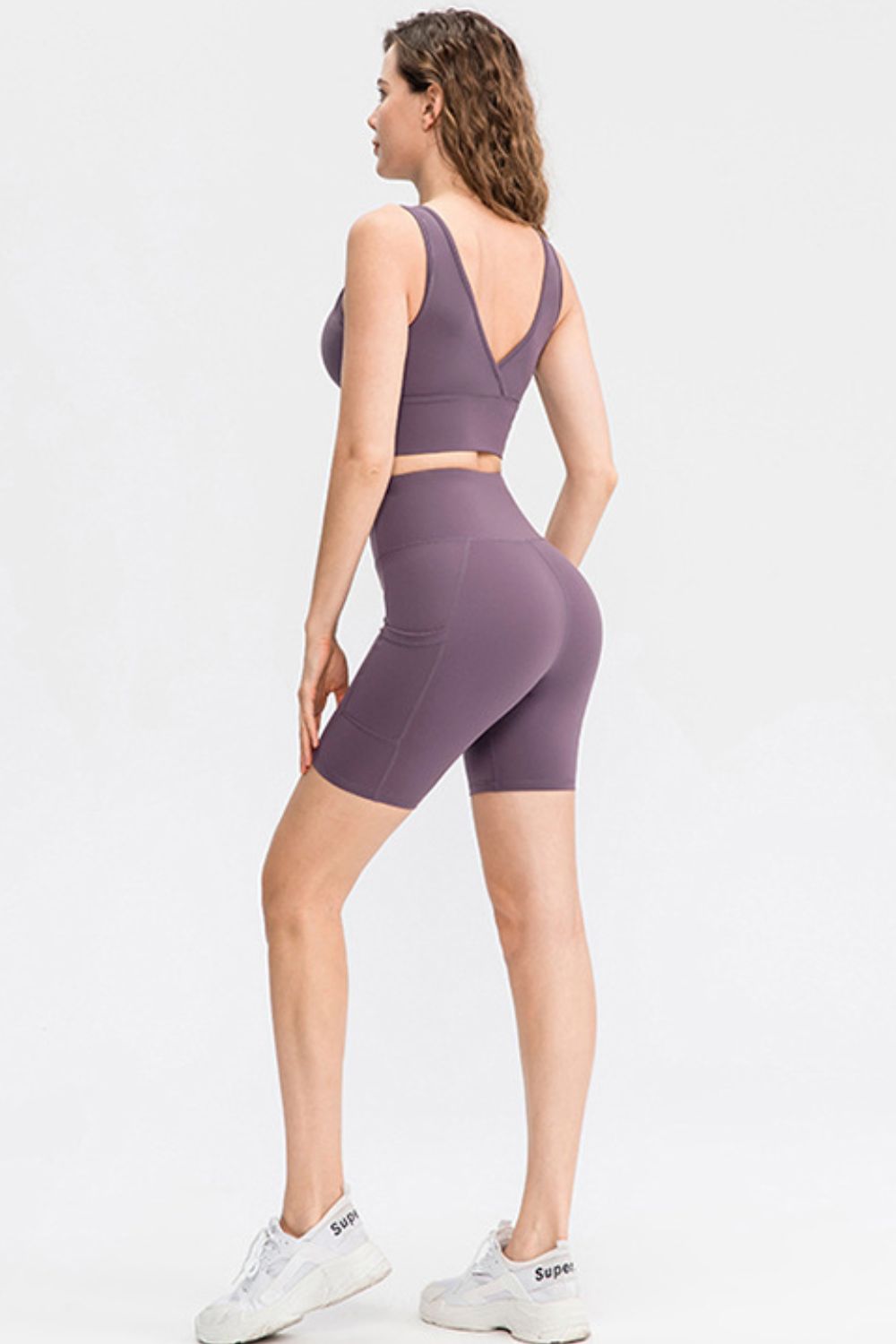 Wide Waistband Sports Shorts with Pockets  Activewear- Doll Fits