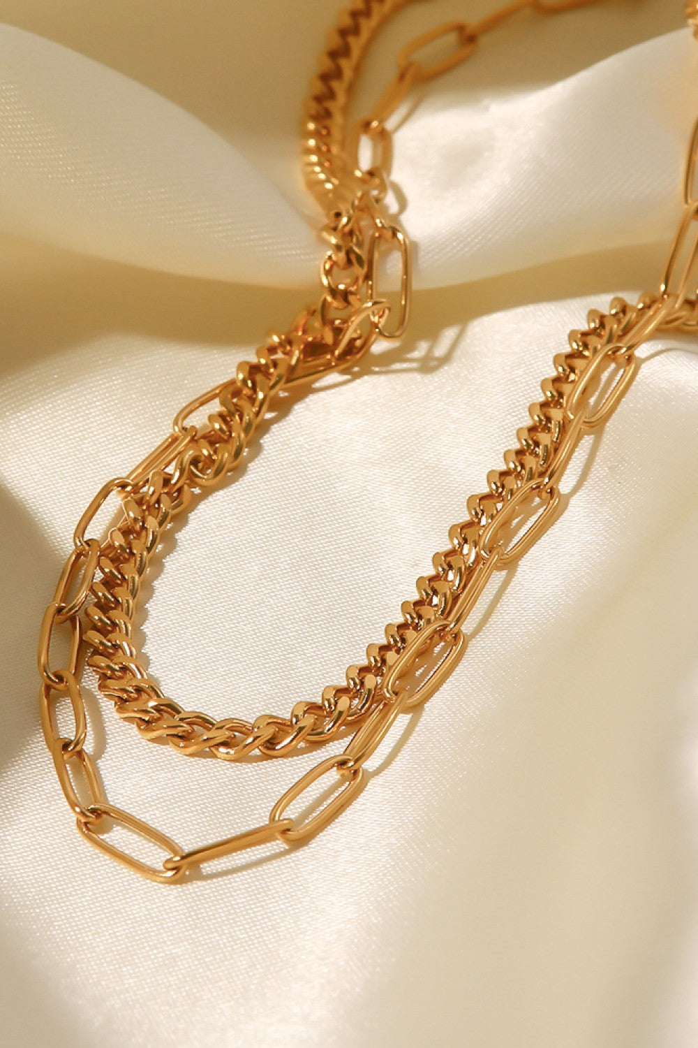 18K Gold Plated Layered Chain Necklace  Necklaces- Doll Fits