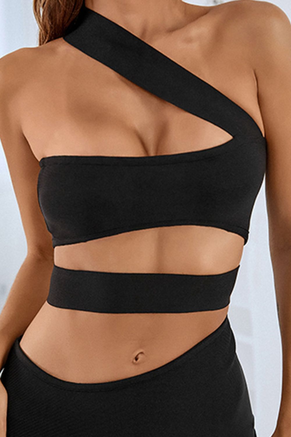 One-Shoulder Cutout Front Split Maxi Dress  Dresses- Doll Fits