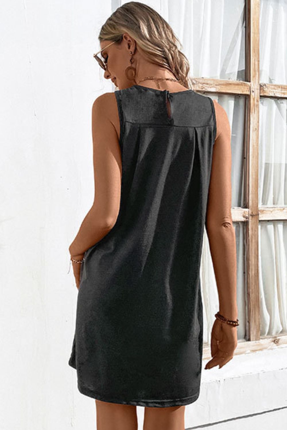 Round Neck Sleeveless Mini Dress  Dresses- Doll Fits