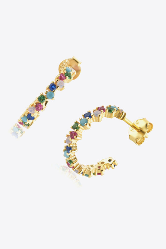 Inlaid Zircon C-Hoop Earrings  Earrings- Doll Fits