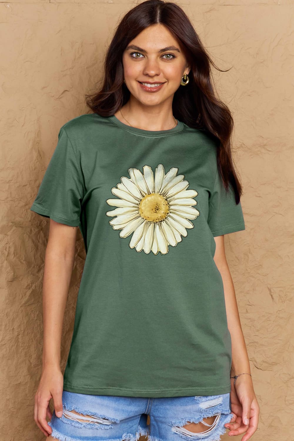 Simply Love Full Size FLOWER Graphic Cotton Tee  - Doll Fits