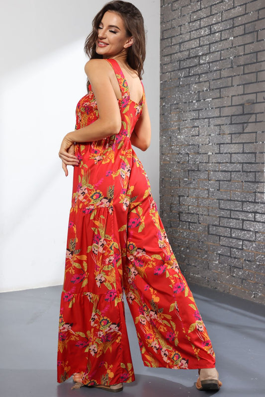 Floral Square Neck Wide Leg Jumpsuit  Jumpsuits & Rompers- Doll Fits