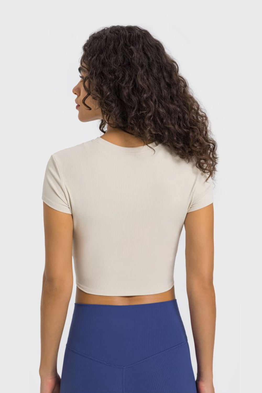 Round Neck Short Sleeve Cropped Sports T-Shirt  Activewear- Doll Fits