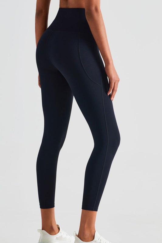 Wide Waistband Sports Leggings with Pockets  - Doll Fits